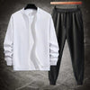 2 Pcs Mens Fleece Plain Zipper Track Suit