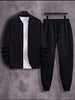 2 Pcs Mens Fleece Plain Zipper Track Suit