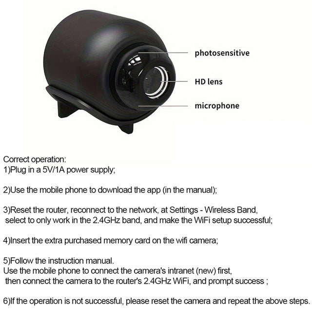 080P HD WiFi Mini Camera | Wireless Security Camera with Night Vision, Motion Detection & Mobile App Control | Home, Office & Car Surveillance