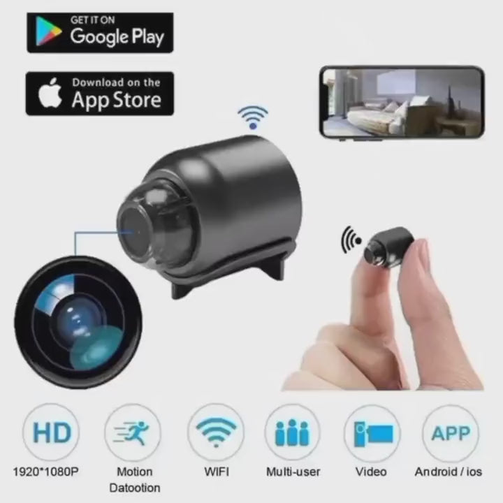 080P HD WiFi Mini Camera | Wireless Security Camera with Night Vision, Motion Detection & Mobile App Control | Home, Office & Car Surveillance